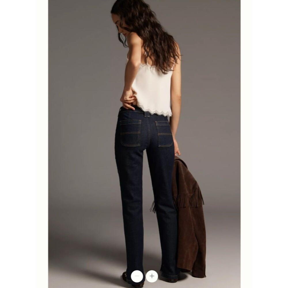 Anthropologie Pilcro Dylan Mid-Rise Puddle Straight-Leg Jeans - Picture 3 of 5